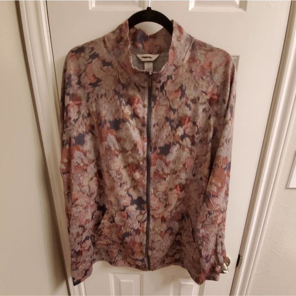 CJ Banks floral watercolor active athletic jacket plus size 1X, 2X